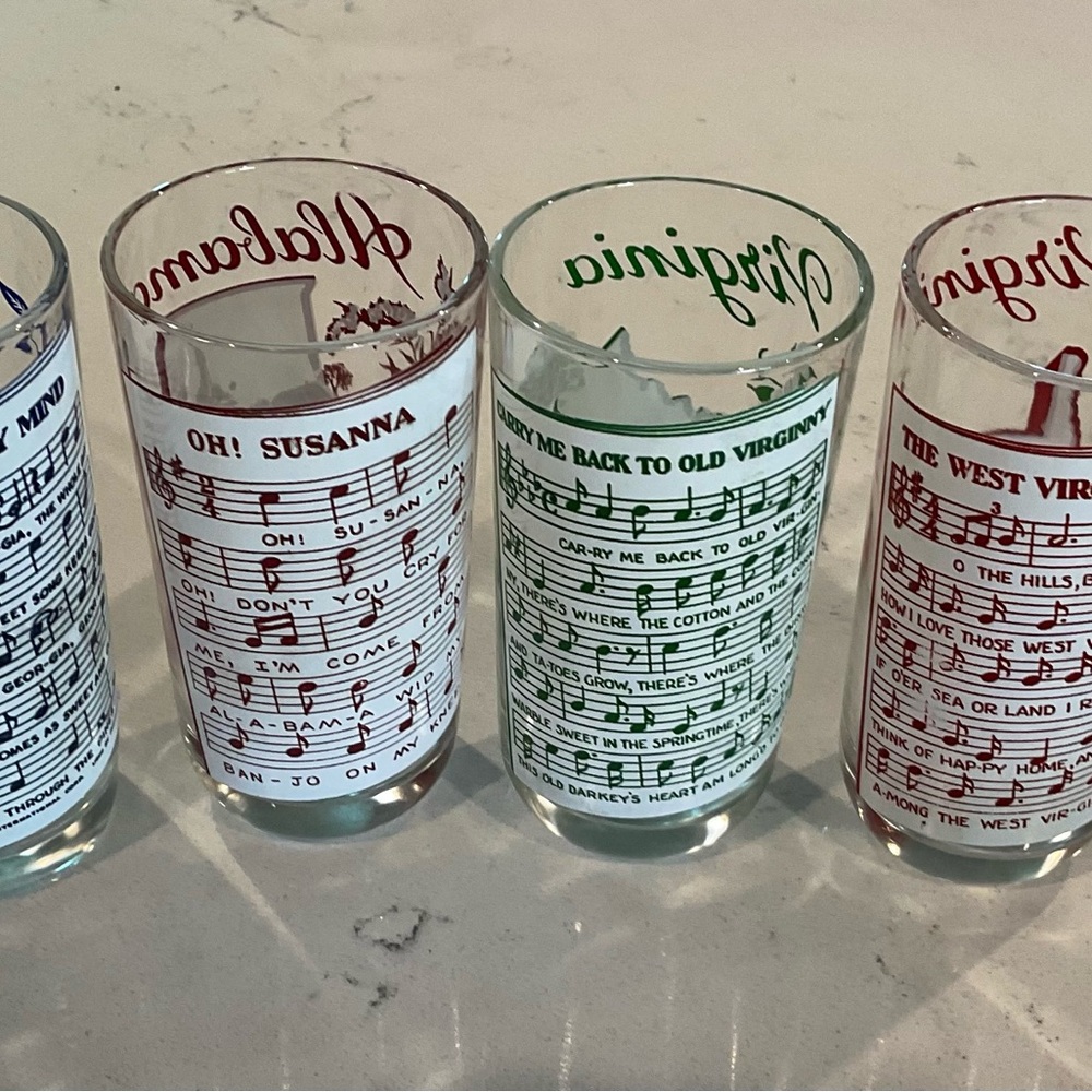 4- States Souvenir Sing-a-Song Glasses Alabama, Georgia,West Virginia & Virginia - Picture 6 of 9